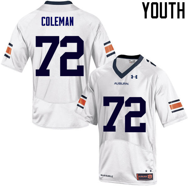 Youth Auburn Tigers #72 Shon Coleman College Football Jerseys Sale-White - Click Image to Close